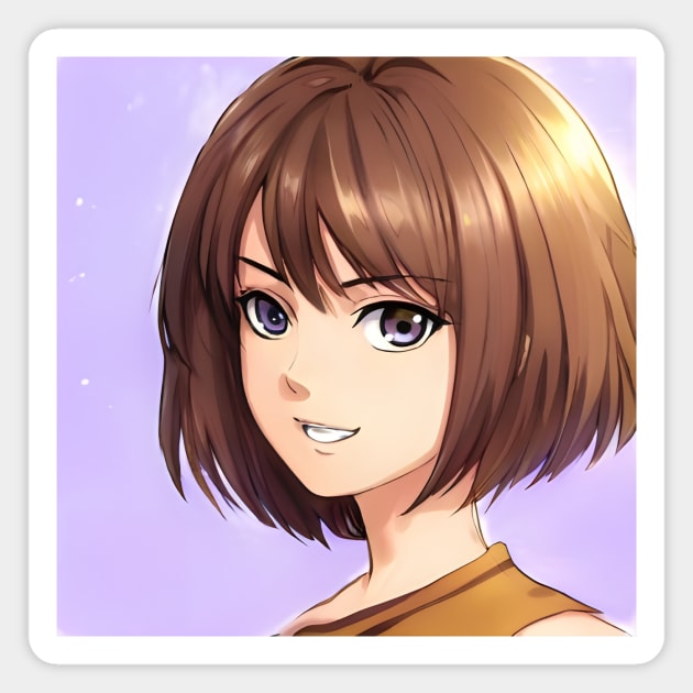Cute Brown Hair Waifu Anime Girl Magnet by animegirlnft
